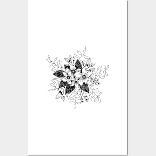 Floral lineart Bouquet Posters and Art